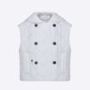 Dior Women Sleeveless Cropped Macrocannage Vest White Quilted Technical Taffeta