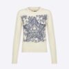 Dior Women Sweater Ecru Cashmere Knit with Blue Dior Sevilla Star Motif
