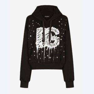 Dolce Gabbana D&G Women Jersey Sweatshirt with DG Logo Print-Black