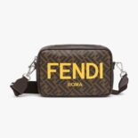 Fendi Men Camera Case Brown FF Fabric Bag