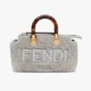 Fendi Women By The Way Mini Light Gray Sheepskin Small Boston Bag