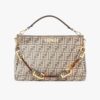 Fendi Women Fendi O’Lock Zipper Dove Gray Tapestry Fabric Bag