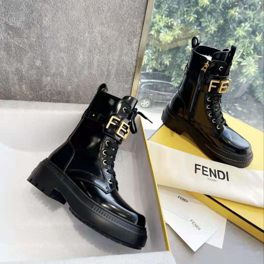 Shop FENDI 2022-23FW FENDI ☆Fendigraphy Black leather biker boots