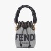Fendi Women Mon Tresor Gray Houndstooth Wool Mini-Bag