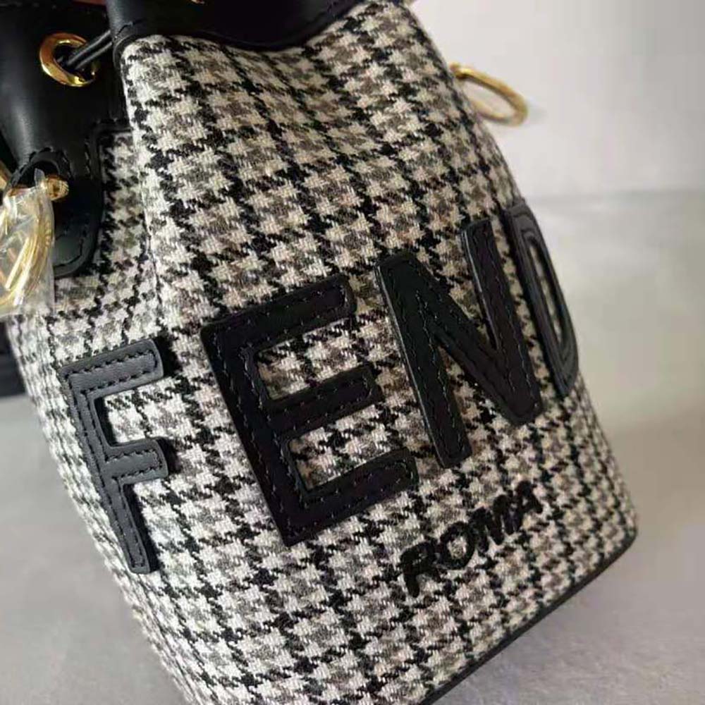 READY — Mini Mon Tresor Bucket Bag in Grey Houndstooth Wool with Fendi Roma  Size 18cm x 12cm x 10cm IDR 16,000,000 Contact our WHATSAPP…