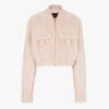 Fendi Women Pink Mink Bomber Jacket