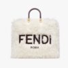 Fendi Women Sunshine Large White Mohair Shopper