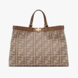 Fendi Women X-Tote Brown Houndstooth Wool Shopper with FF Embroidery