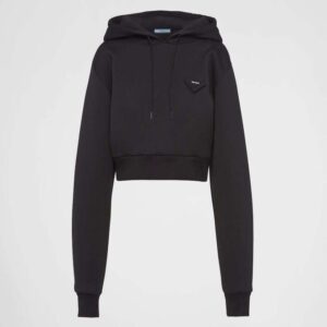 Prada Women Cotton Fleece Hoodie-Black