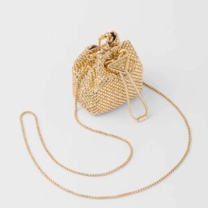 Prada Women Embellished Satin Mini-Pouch-Gold