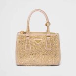 Prada Women Galleria Satin Mini-Bag with Crystals-Gold