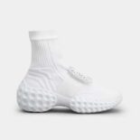 Roger Vivier Women Viv' Run Light Socks Strass Buckle Ankle Boots in Fabric-White