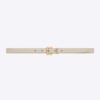 Saint Laurent YSL Women Cassandre Thin Belt with Square Buckle in Lacquered Leather-White
