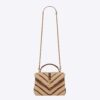 Saint Laurent YSL Women College Medium Chain Bag in Suede and Shearling