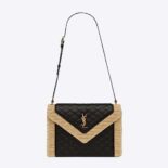 Saint Laurent YSL Women Gaby Satchel in Quilted Leather and Raffia