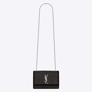 Saint Laurent YSL Women Kate Small Chain Bag in Velvet and Rhinestones