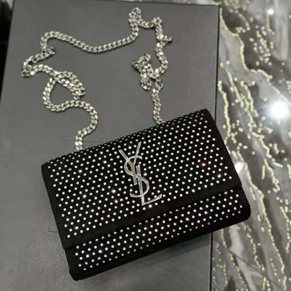 Saint Laurent Kate Small Studded Crystal Shoulder Bag