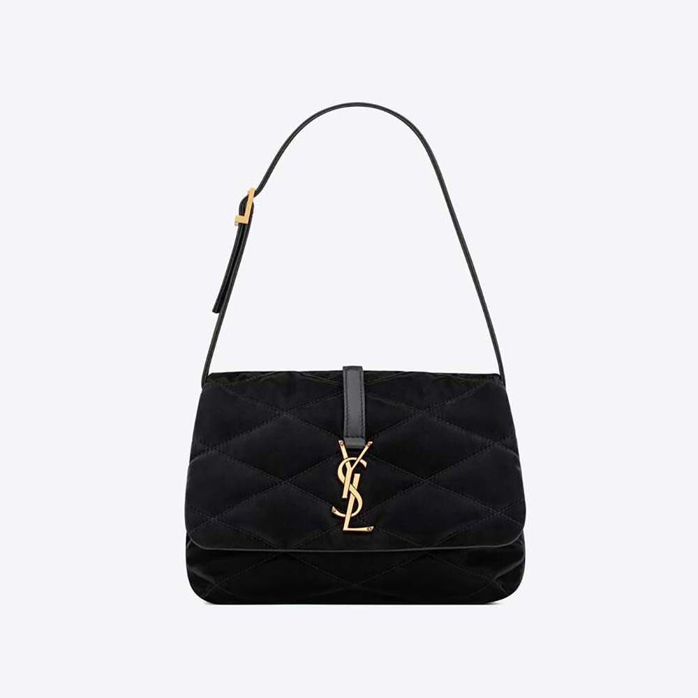 Saint Laurent YSL Women Le 57 Hobo Bag in Quilted Laquered Canvas and  Leather