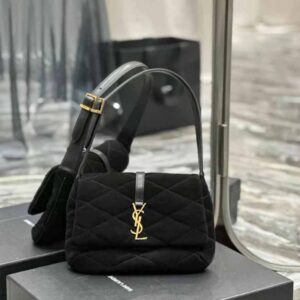 Saint Laurent YSL Women Le 57 Hobo Bag in Quilted Laquered Canvas and  Leather