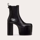 Valentino Women Garavani Club Platform Ankle Boot in Calfskin Leather 125mm-Black