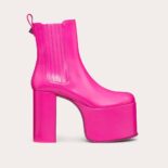 Valentino Women Garavani Club Platform Ankle Boot in Calfskin Leather 125mm-Pink