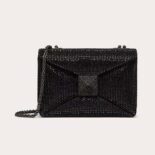 Valentino Women One Stud Small Bag with Chain and Rhinestone Embroidery-Black