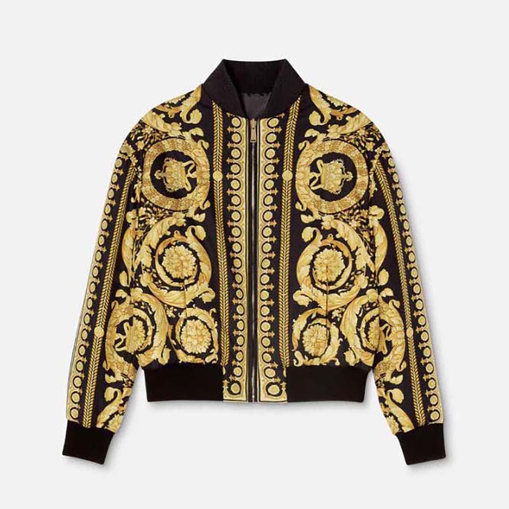 Versace Tricolor Logo Printed Synthetic Zip Front Bomber Jacket M Versace |  TLC