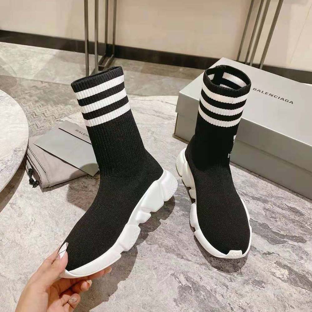 Balenciaga Unisex Adidas Speed Sneaker in Black Knit and White Sole Unit is  Done in Collaboration with Adidas