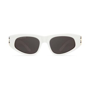 Balenciaga Women Dynasty D-Frame Sunglasses in White with Grey Lenses