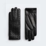 Bottega Veneta Women Intrecciato Leather Gloves-Black