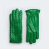 Bottega Veneta Women Intrecciato Leather Gloves-Green