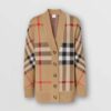 Burberry Women Check Technical Wool Jacquard Cardigan