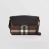 Burberry Women Check and Leather Catherine Shoulder Bag-Black