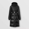 Burberry Women Contrast Hood Nylon Mid-Length Puffer Coat