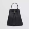 Burberry Women Grainy Leather Small TB Bucket Bag-Black