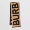 Burberry Women Logo Wool Jacquard Scarf-Brown