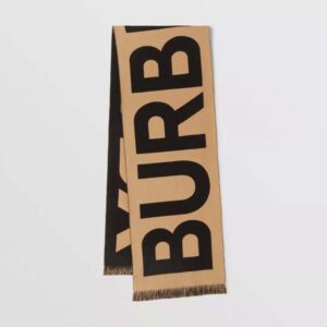 Burberry Women Logo Wool Jacquard Scarf-Brown
