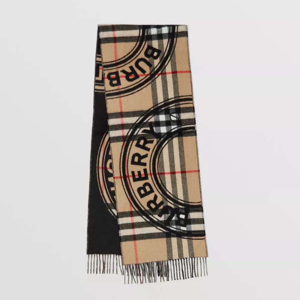 Burberry Women Montage Print Cashmere Scarf-Black