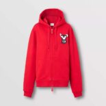 Burberry Women Rabbit Print Cotton Hooded Top-Red