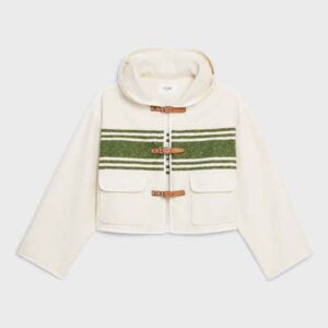 Celine Women Hooded Cardigan in Striped Tweed
