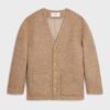 Celine Women Oversized Cardigan in Alpaca Wool-Brown