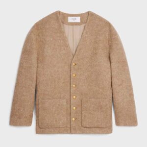 Celine Women Oversized Cardigan in Alpaca Wool-Brown
