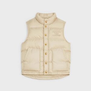Celine Women Quilted Blouson Jacket in Lightweight Nylon-Beige