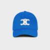 Celine Women Triomphe Cotton Baseball Cap-Blue