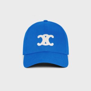 Celine Women Triomphe Cotton Baseball Cap-Blue