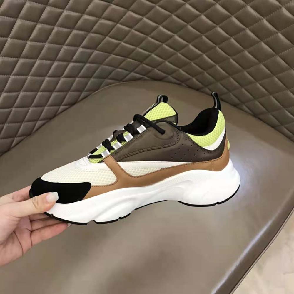 Dior Men B22 Sneaker Green and White Technical Mesh with Ebony and Camel Smooth Calfskin 8 Dior Men B22 Sneaker Green and White Technical Mesh with Ebony and Camel Smooth Calfskin - Image 8