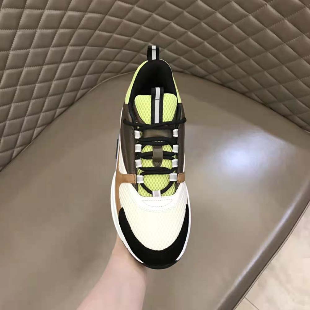 Dior Men B22 Sneaker Green and White Technical Mesh with Ebony and Camel Smooth Calfskin 9 Dior Men B22 Sneaker Green and White Technical Mesh with Ebony and Camel Smooth Calfskin - Image 9