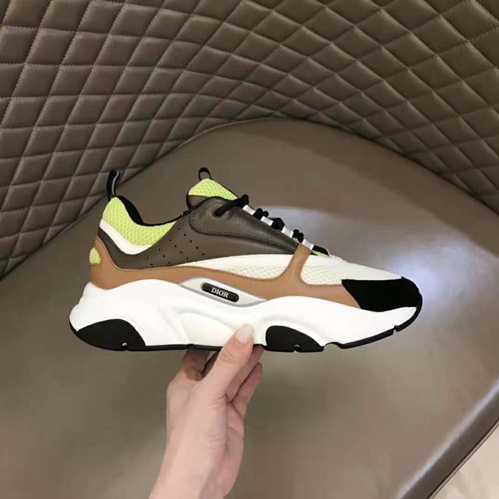 Dior Men B22 Sneaker Green and White Technical Mesh with Ebony and Camel Smooth Calfskin 7 Dior Men B22 Sneaker Green and White Technical Mesh with Ebony and Camel Smooth Calfskin - Image 7