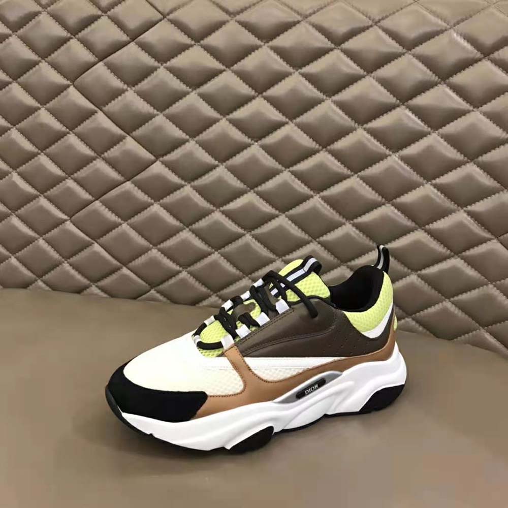 Dior Men B22 Sneaker Green and White Technical Mesh with Ebony and Camel Smooth Calfskin 6 Dior Men B22 Sneaker Green and White Technical Mesh with Ebony and Camel Smooth Calfskin - Image 6