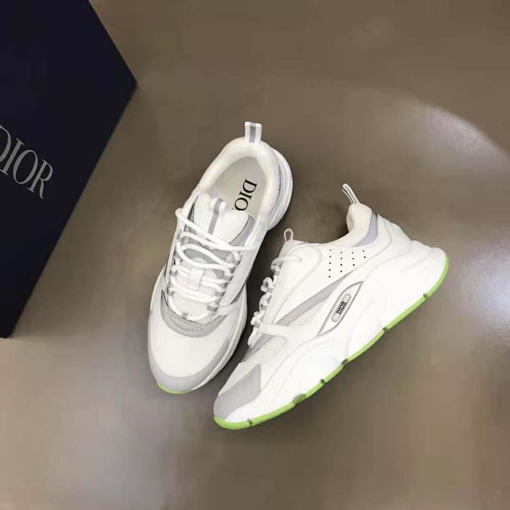 Dior B22 White Technical Mesh and Smooth Calfskin Low Top Sneakers
